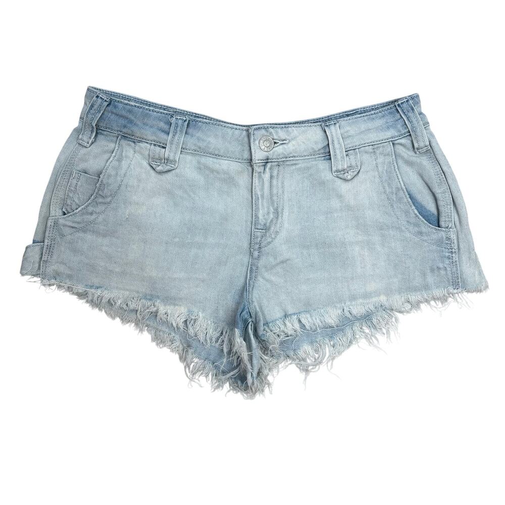 Pilcro Hot Shorts Low Rise Micro Shorts Light Wash Cutoff Size 25 Festival